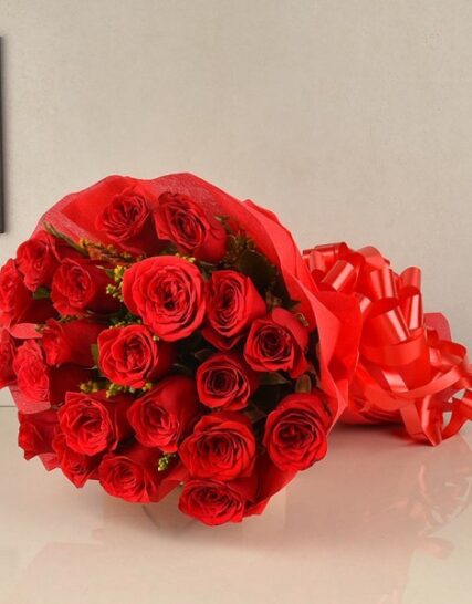 Giftnmore-15 Red Roses Bunch in Red Paper Packing